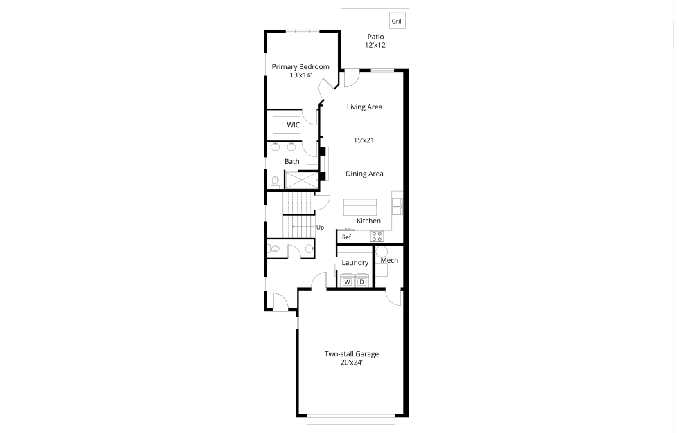 First floor of the Ivywood floor plan with main-level living and open layout