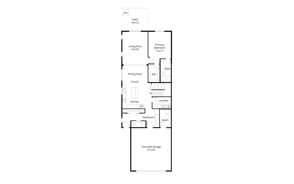 First floor of the Willow floor plan with main-level living and open layout